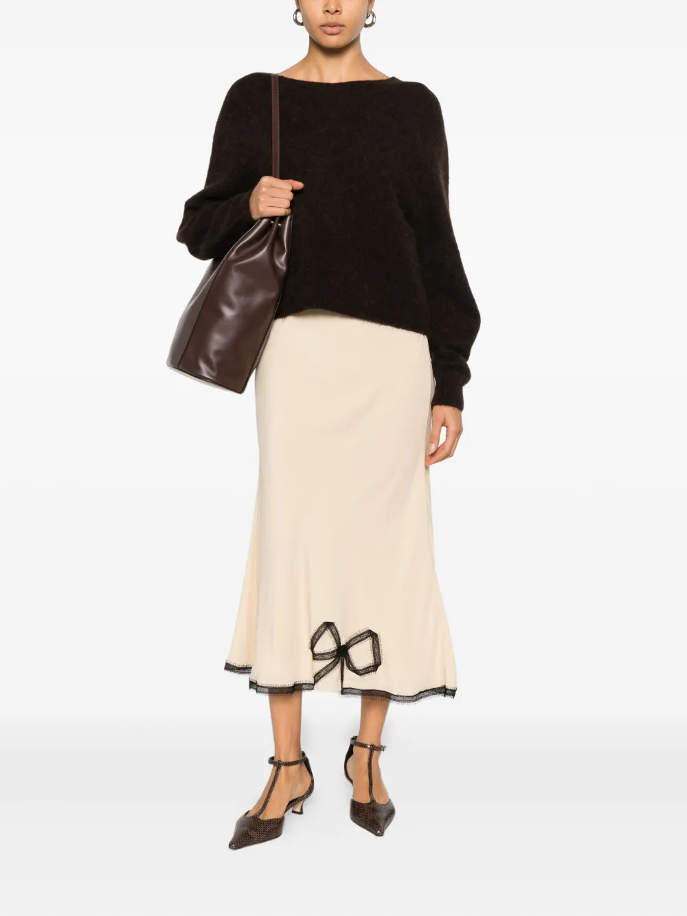 Marella Tania trui met ronde hals Bruin