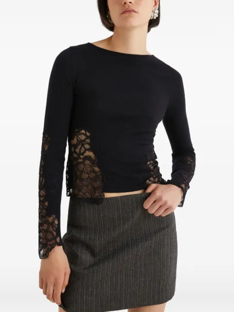 Marella lace-insert long-sleeve sweater