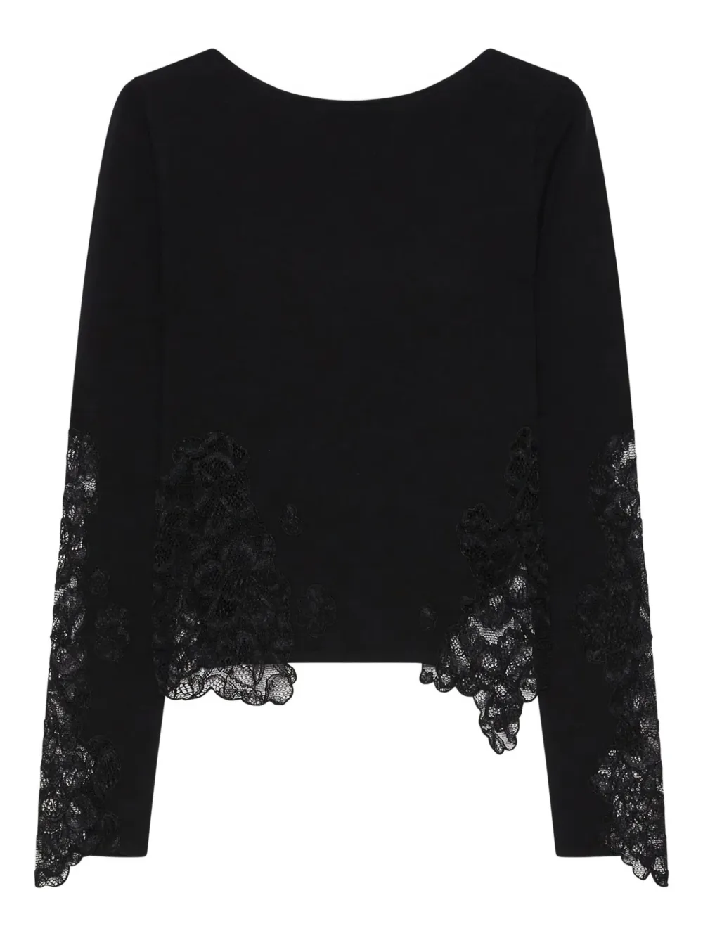 Marella Lace-insert Long-sleeve Sweater In Black