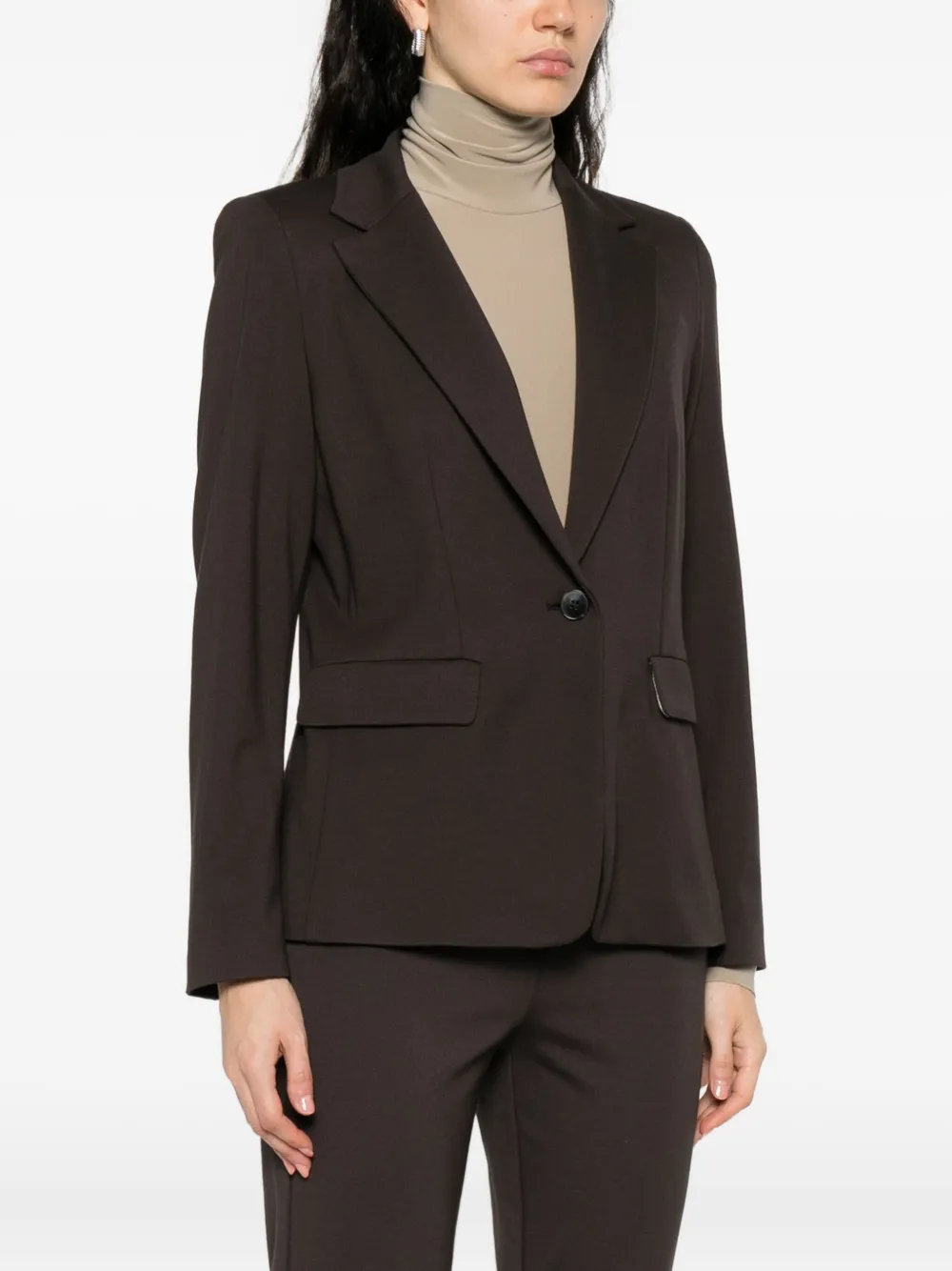 Marella Single-button Notched-lapel Blazer In Brown