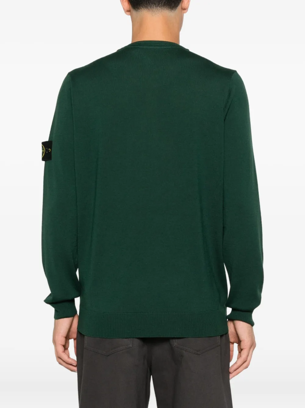 Stone Island Trui met ronde hals en patch Groen