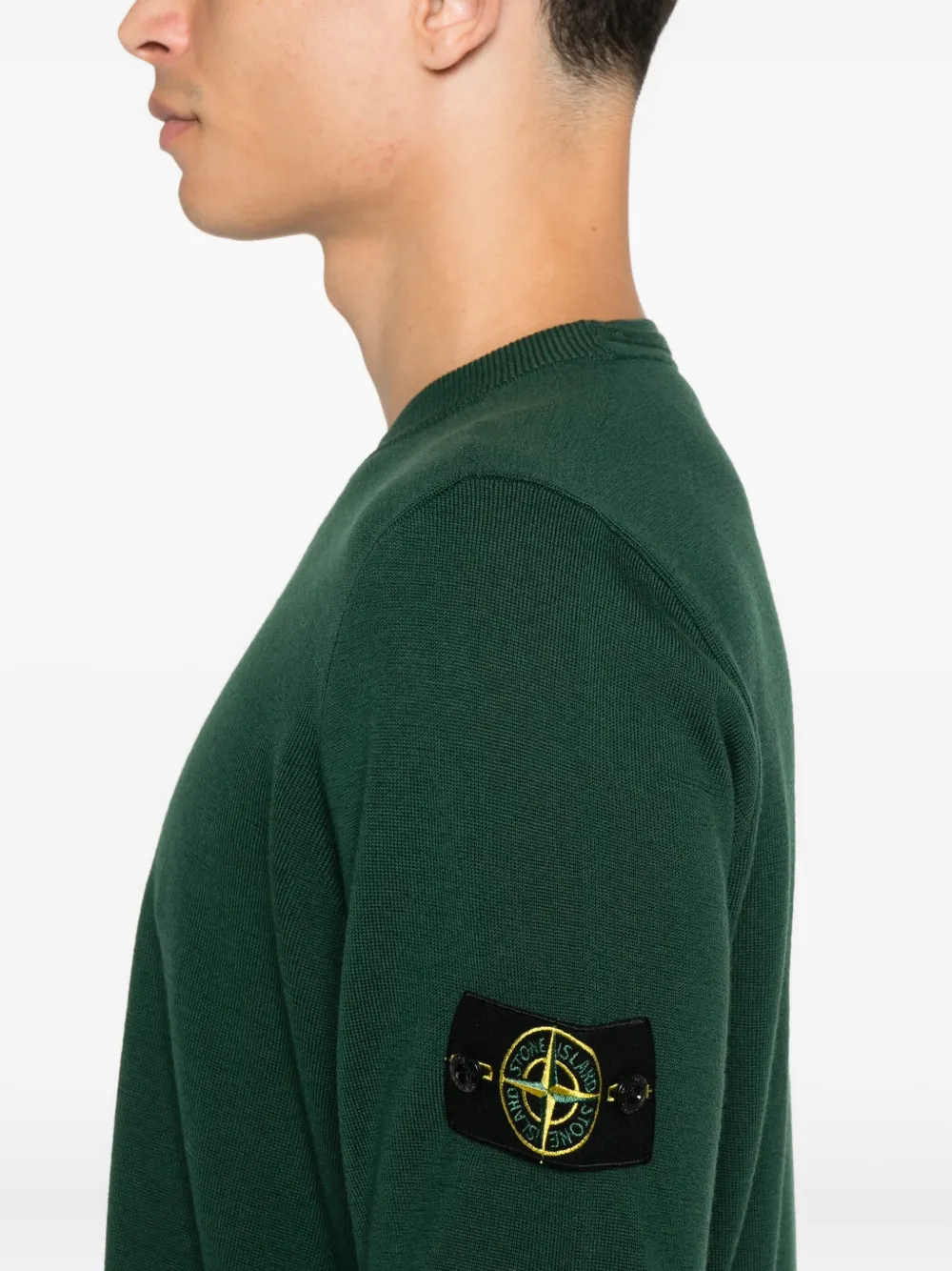 Stone Island Trui met ronde hals en patch Groen