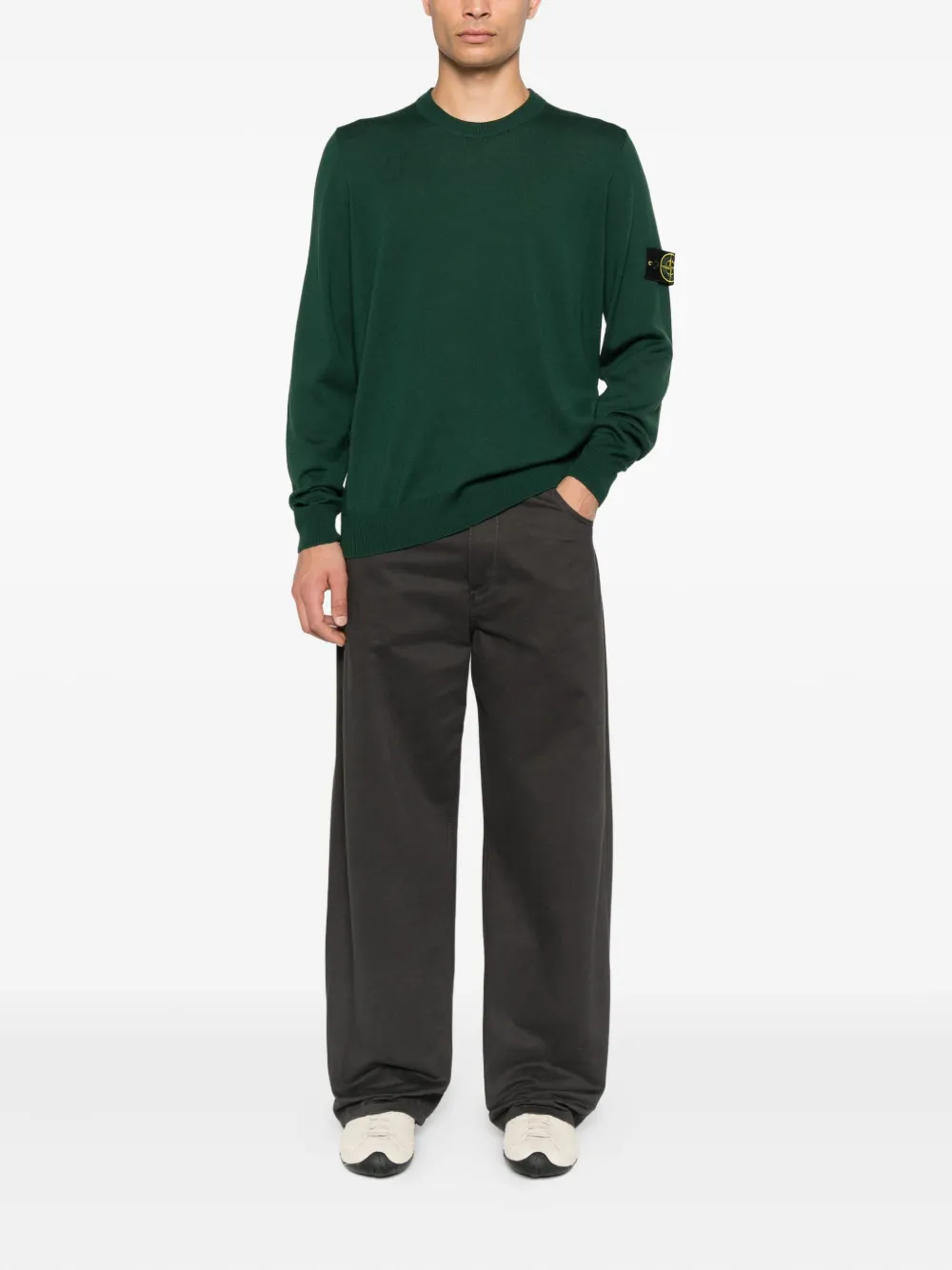Stone Island Trui met ronde hals en patch Groen