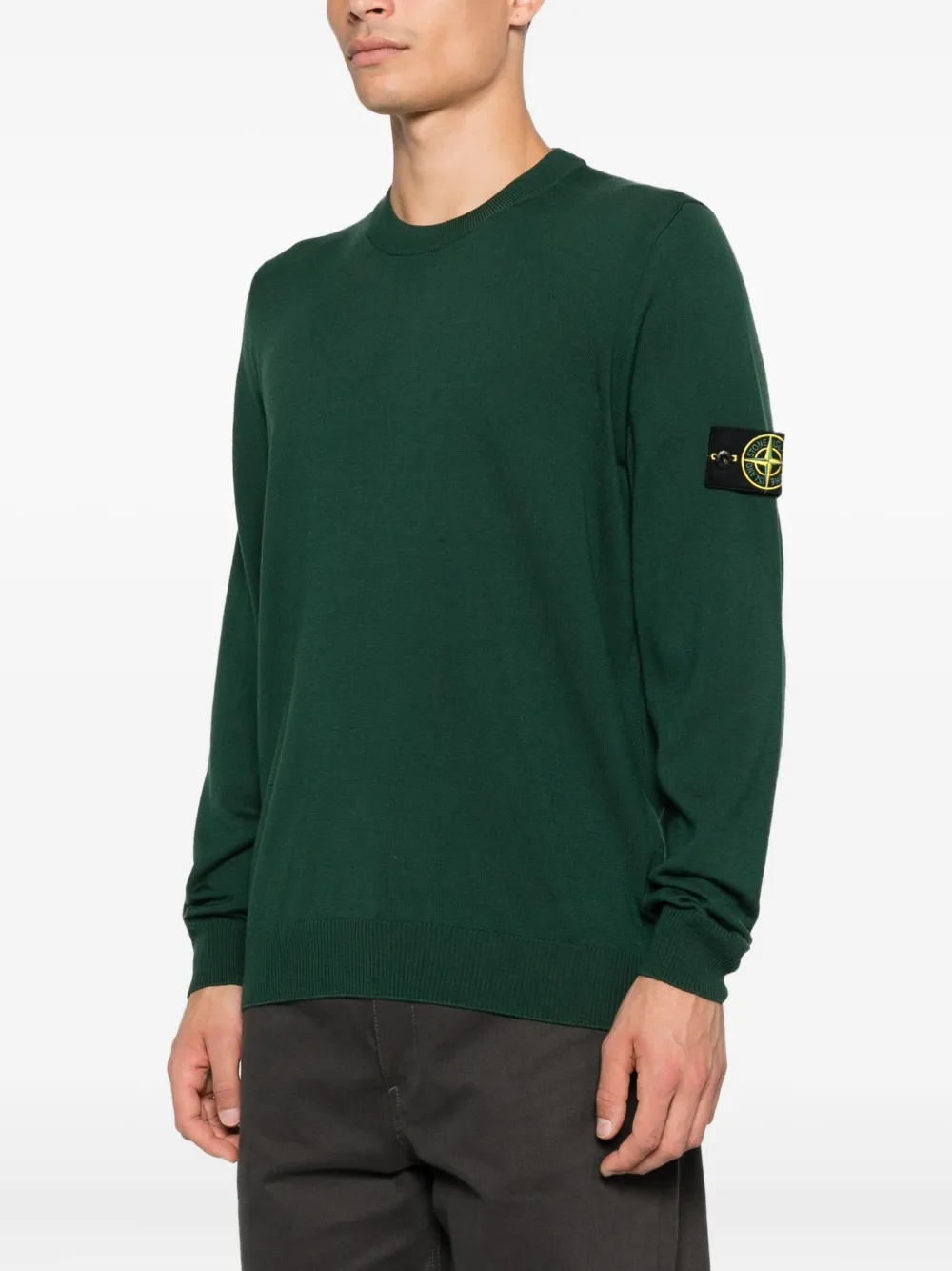 Stone Island Trui met ronde hals en patch Groen