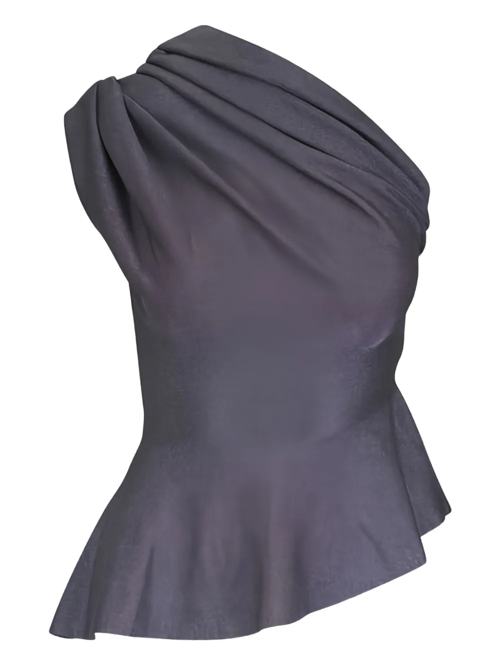 KHAITE one-shoulder ruffled top - Grigio