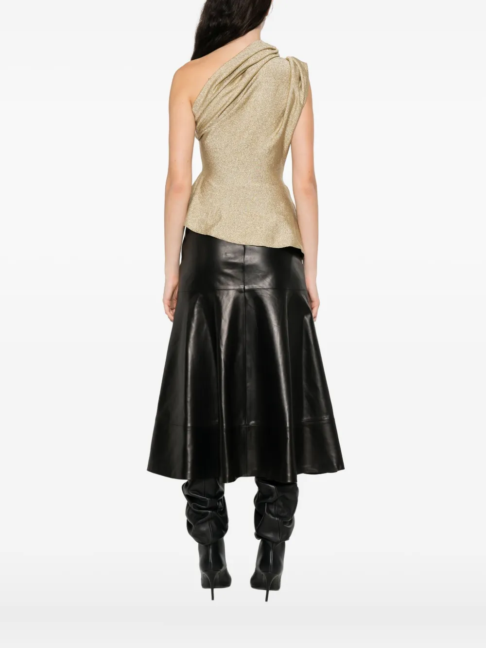 Khaite Aimee Draped Blouse In Gold