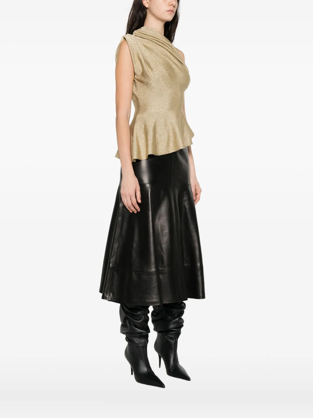 Khaite Aimee Draped Blouse In Gold