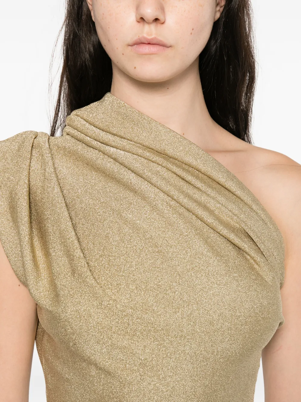 Khaite Aimee Draped Blouse In Gold