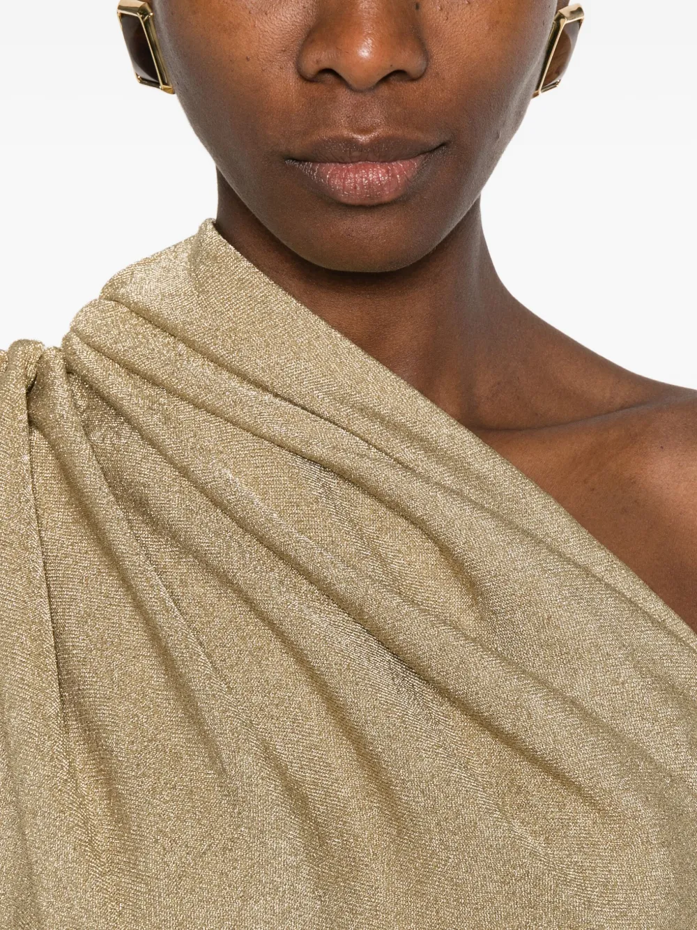 Khaite Coast Draped Midi Dress In Gold