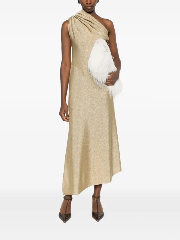 Khaite Coast Metallic Knit One-Shoulder Dress in Gold at Nordstrom, Size Medium