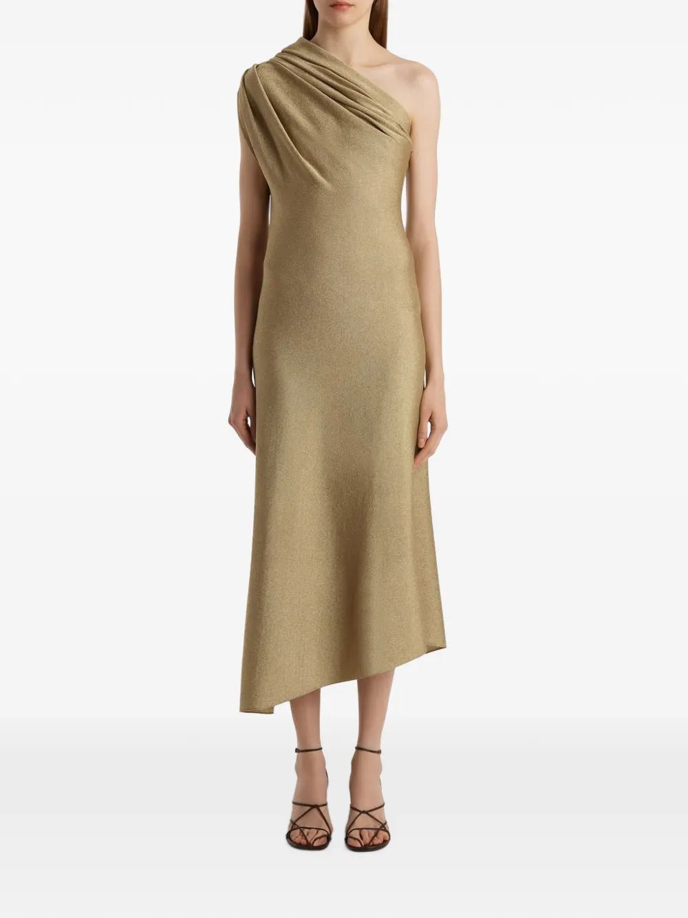 KHAITE Coast draped midi dress - Gold