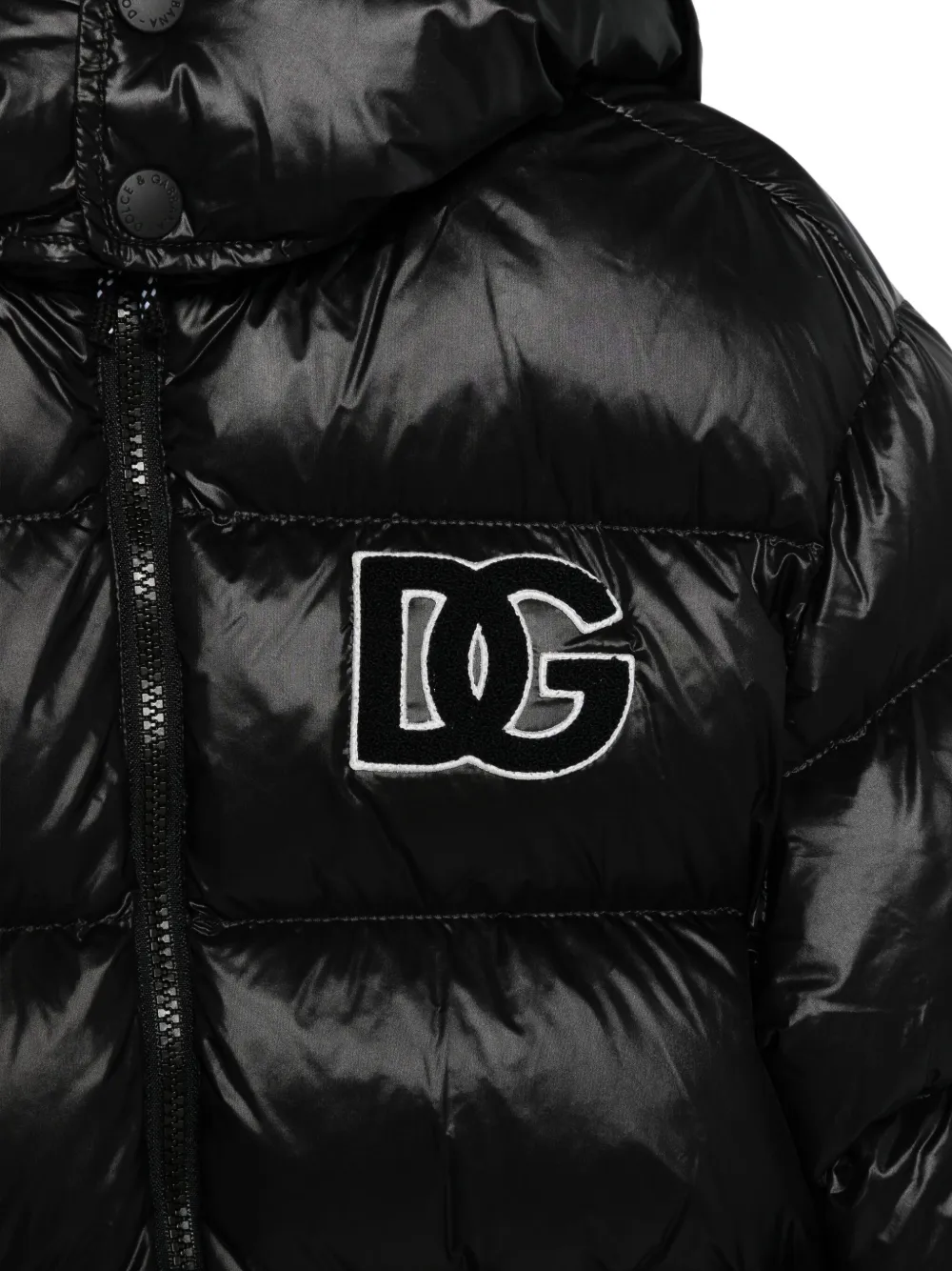 Dolce & Gabbana Kids Gewatteerd jack met DG-logo Zwart