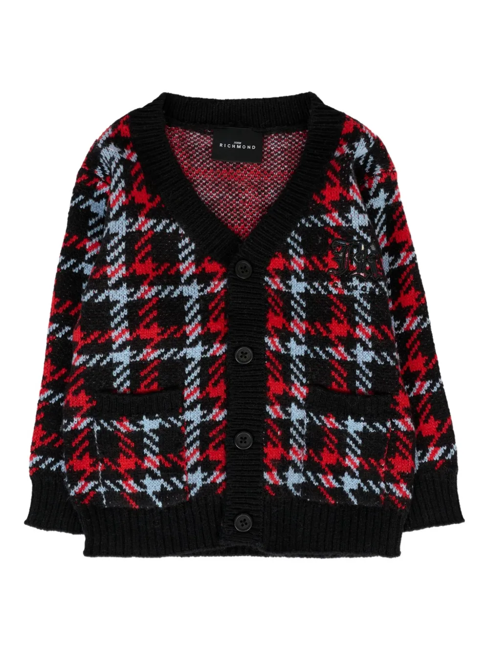 John Richmond Junior check-pattern knitted cardigan Rood