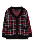 John Richmond Junior check-pattern knitted cardigan - Red