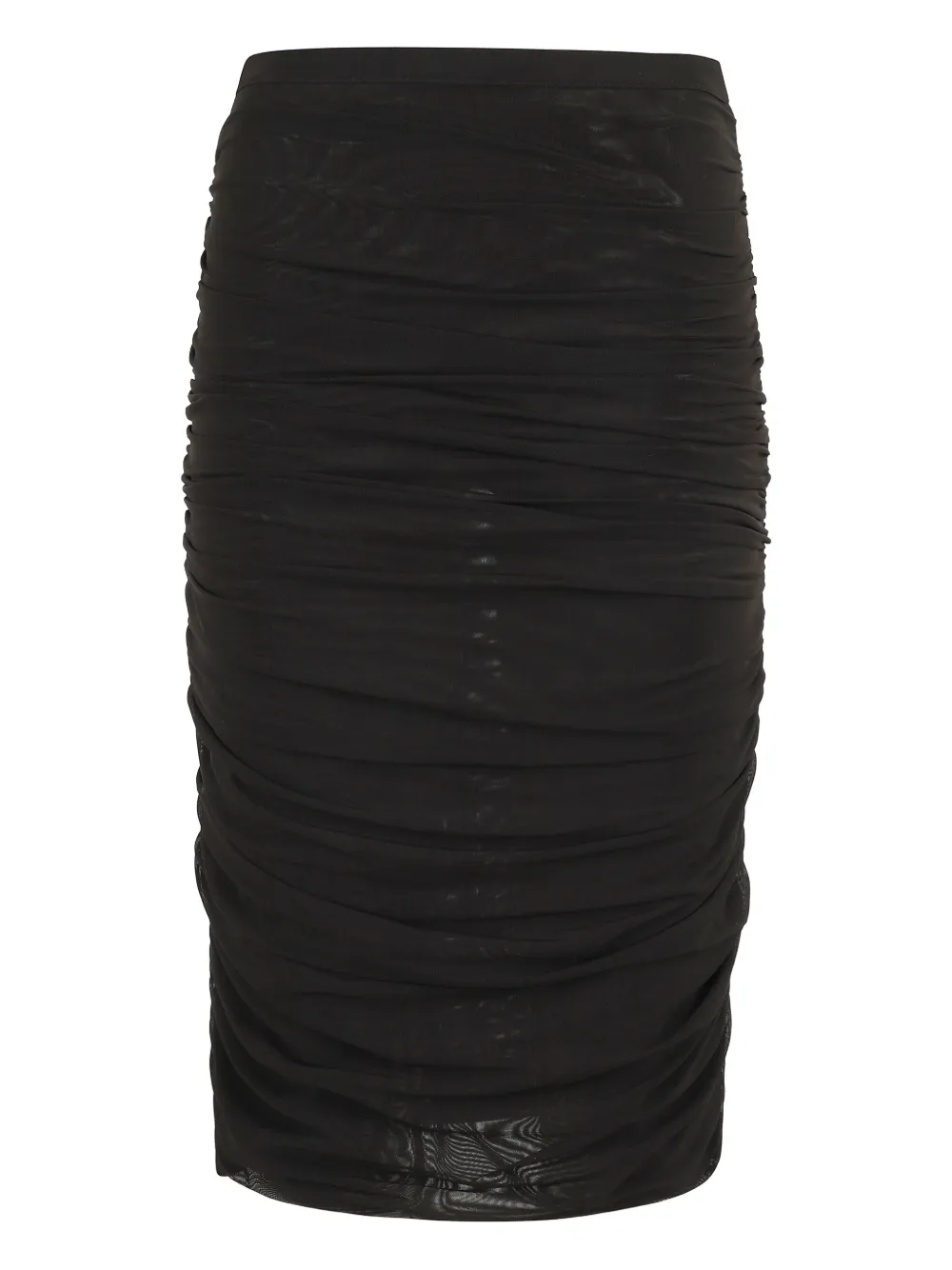 gathered-mesh midi skirt