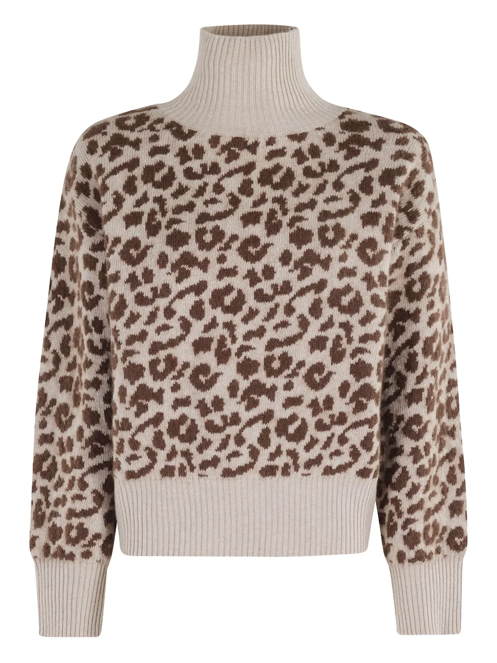 leopard-print high-neck sweater