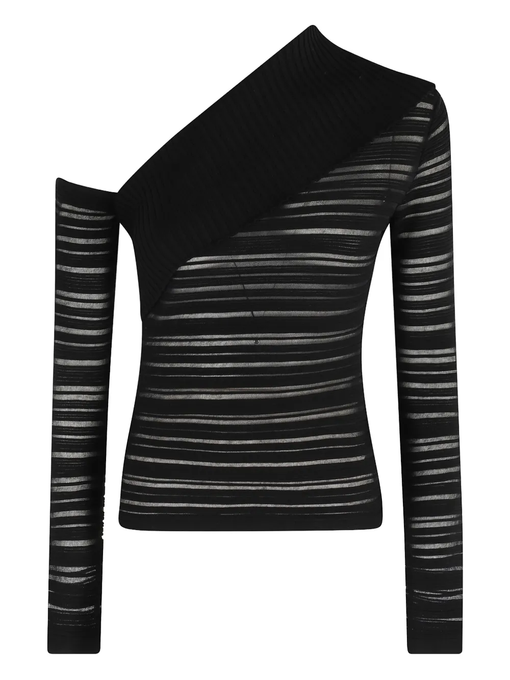 one-shoulder ribbed knit top