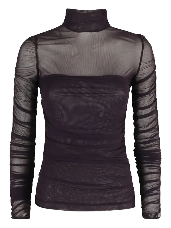 Federica Tosi high-neck Mesh Top Black FARFETCH NZ