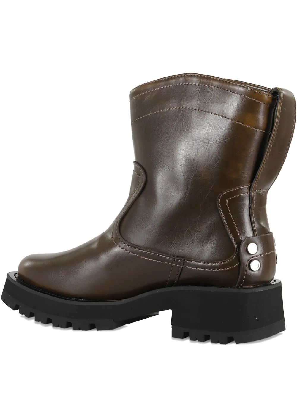 GANNI stitched leather boots Brown