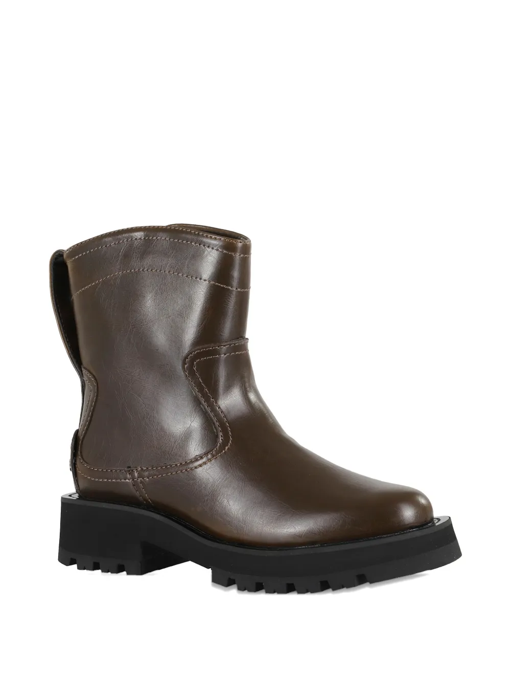 GANNI stitched leather boots Brown