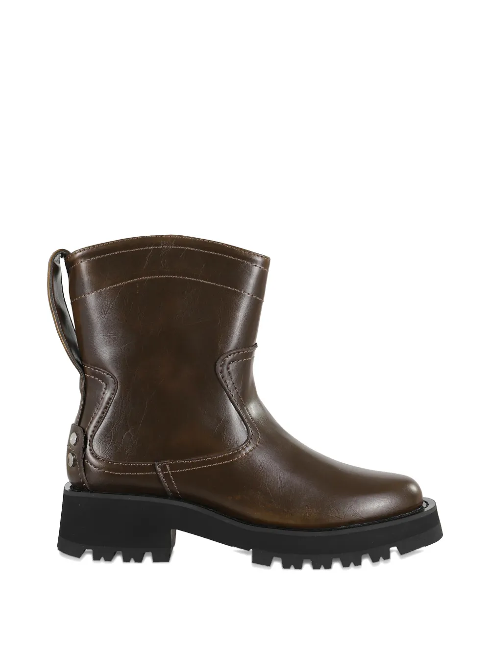 GANNI stitched leather boots Brown