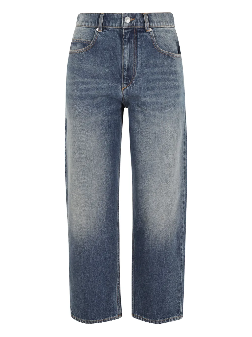 faded-effect pocket jeans