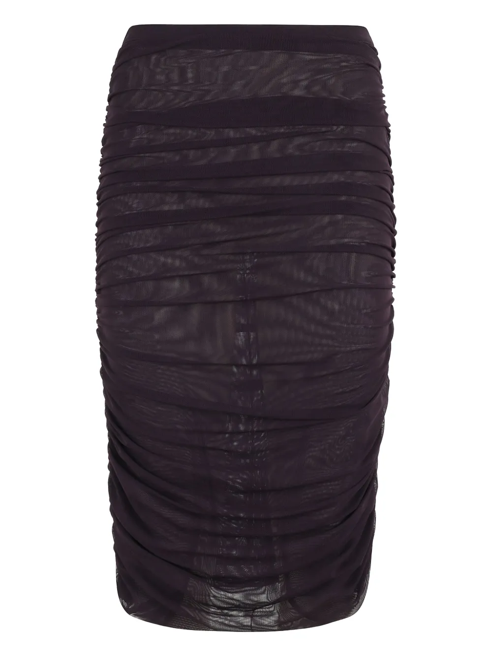 gathered pencil midi skirt