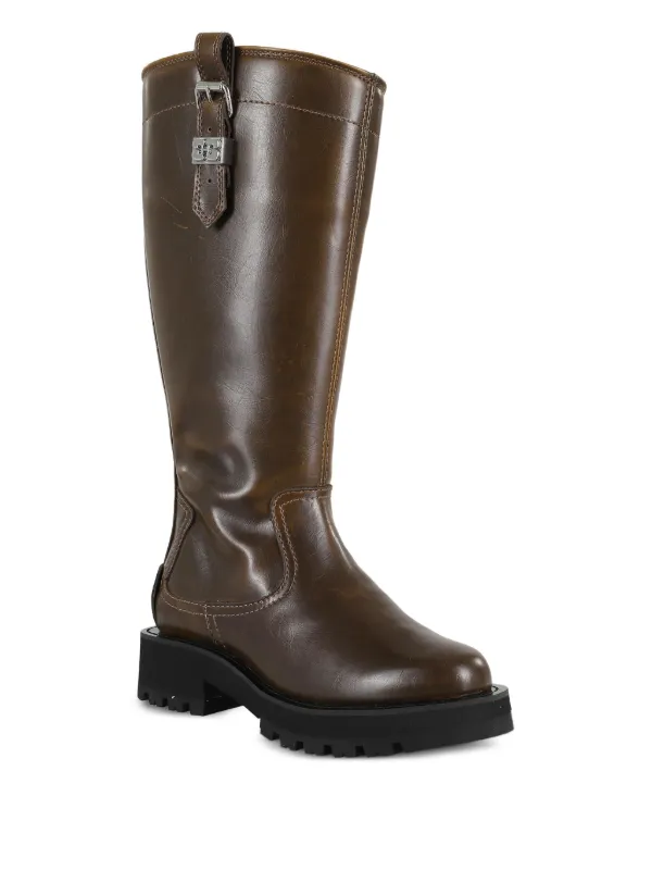GANNI buckle-detail Leather Boots | Brown | FARFETCH CA