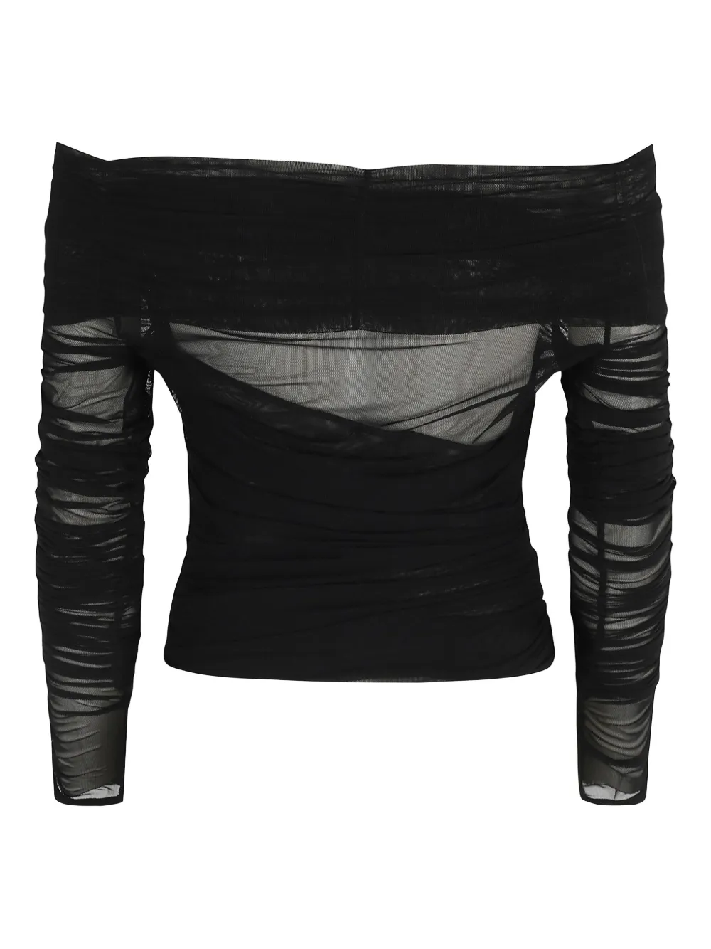 Federica Tosi Off-shoulder mesh blouse - Zwart