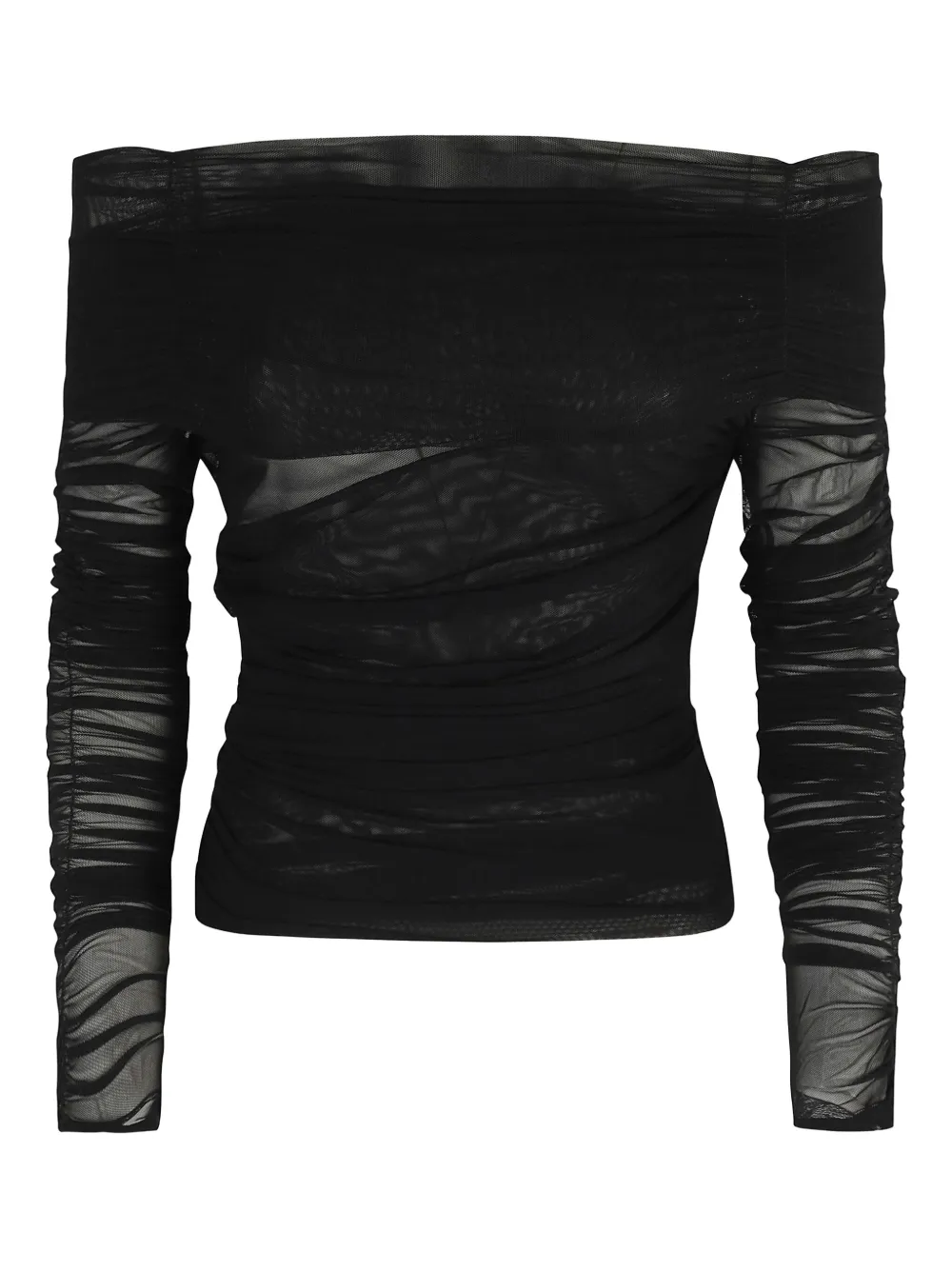 off-shoulder mesh blouse