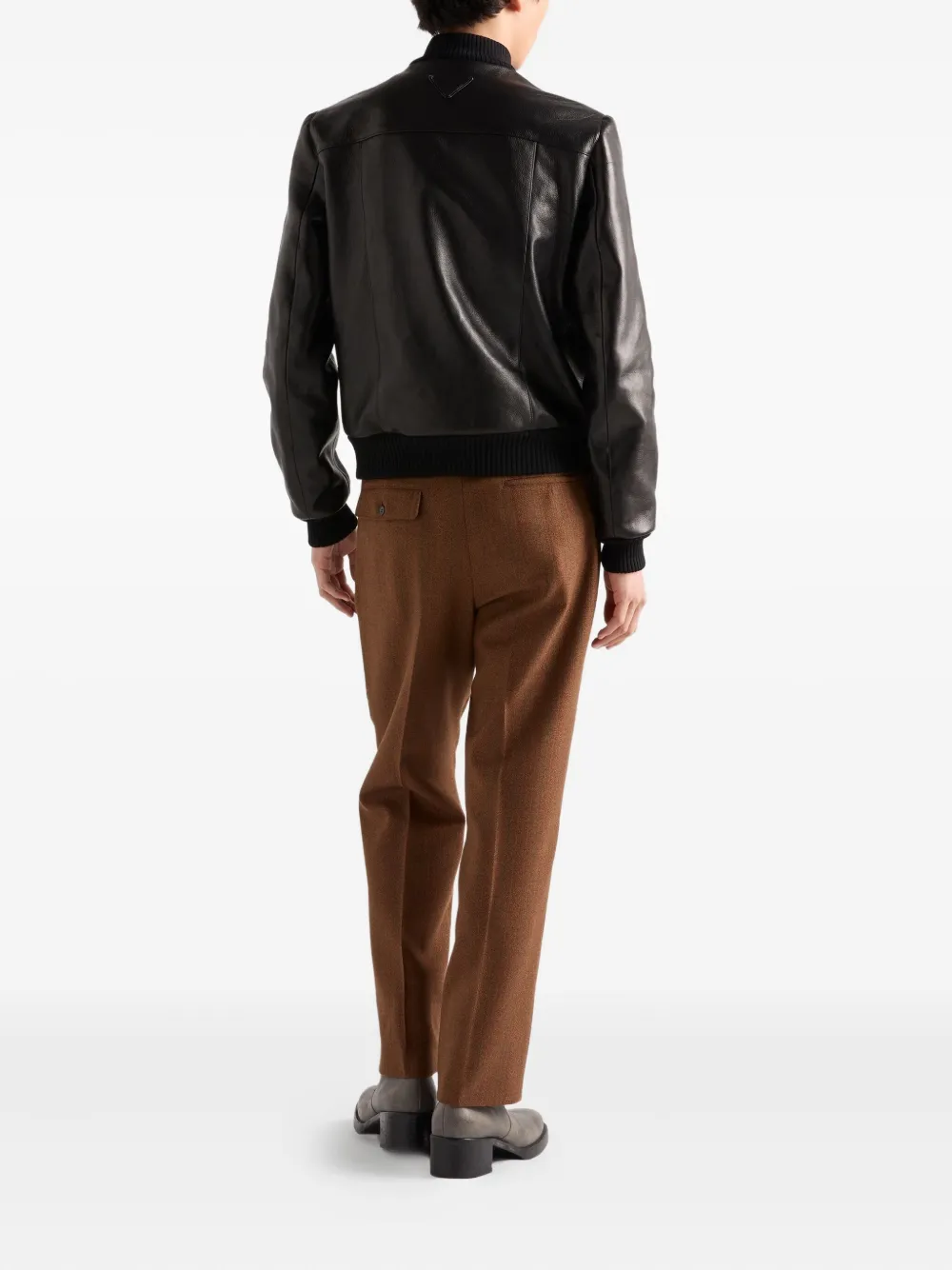 Prada Leren bomberjack Zwart