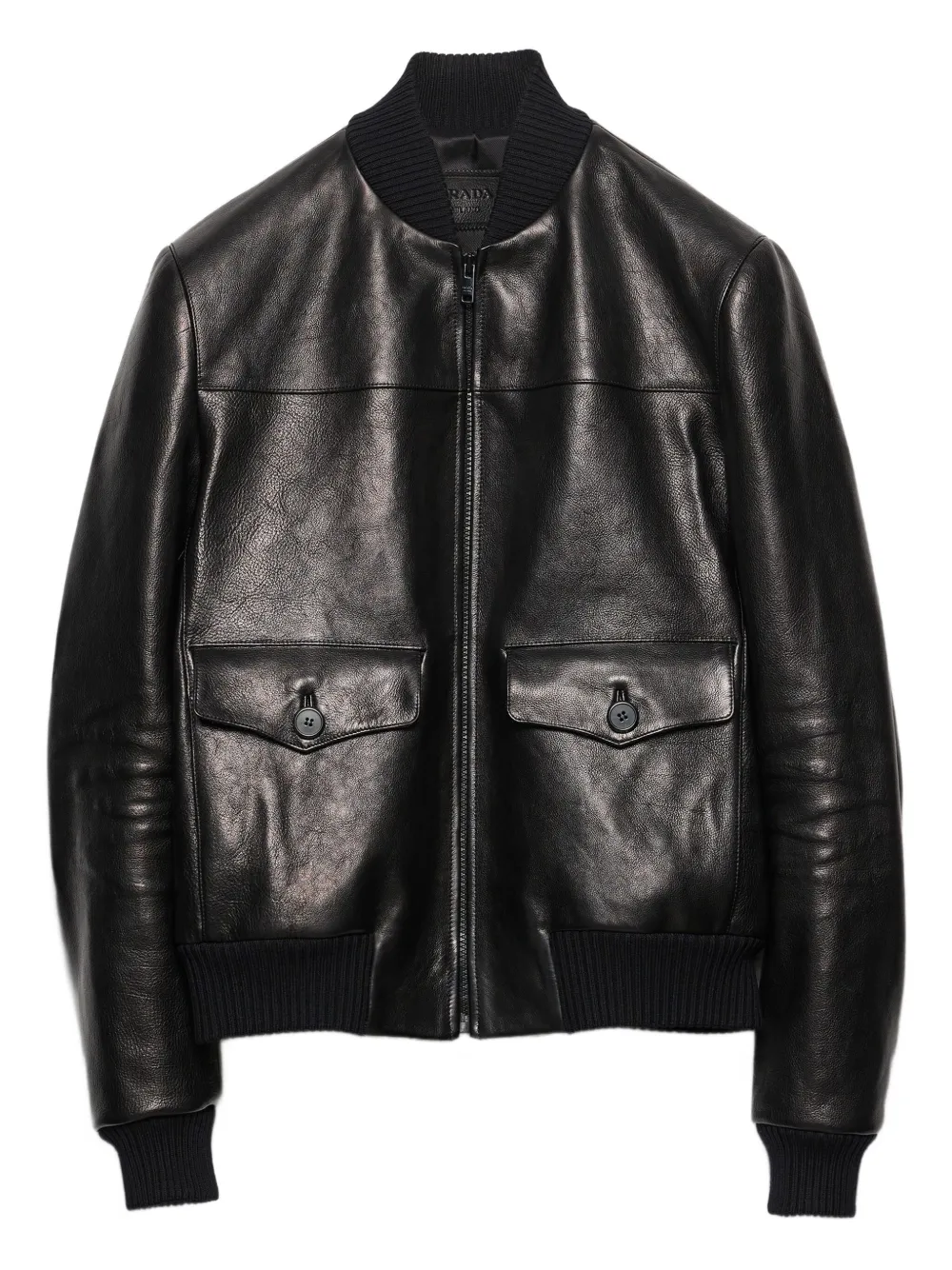 Prada Leren bomberjack Zwart