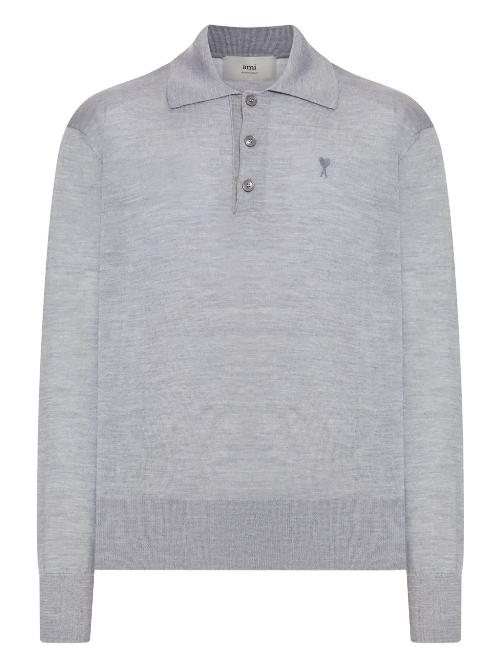 AMI Paris Ami De Coeur embroidered wool polo shirt Grijs