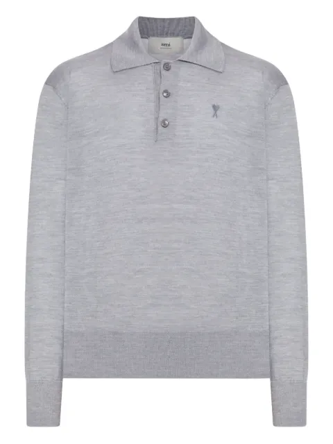 AMI Paris Ami De Coeur embroidered wool polo shirt