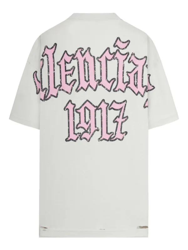 BALENCIAGA★Distressed プリントコットンジャージーTシャツ BALENCIAGA Oversized distressed printed cotton-jersey T