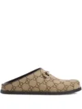 Gucci GG monogram horsebit flat mules - Brown