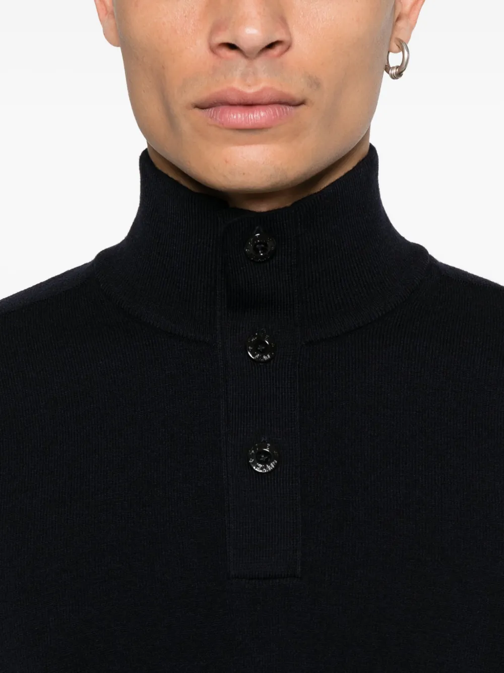 Stone Island Trui met hoge hals en knopen Blauw