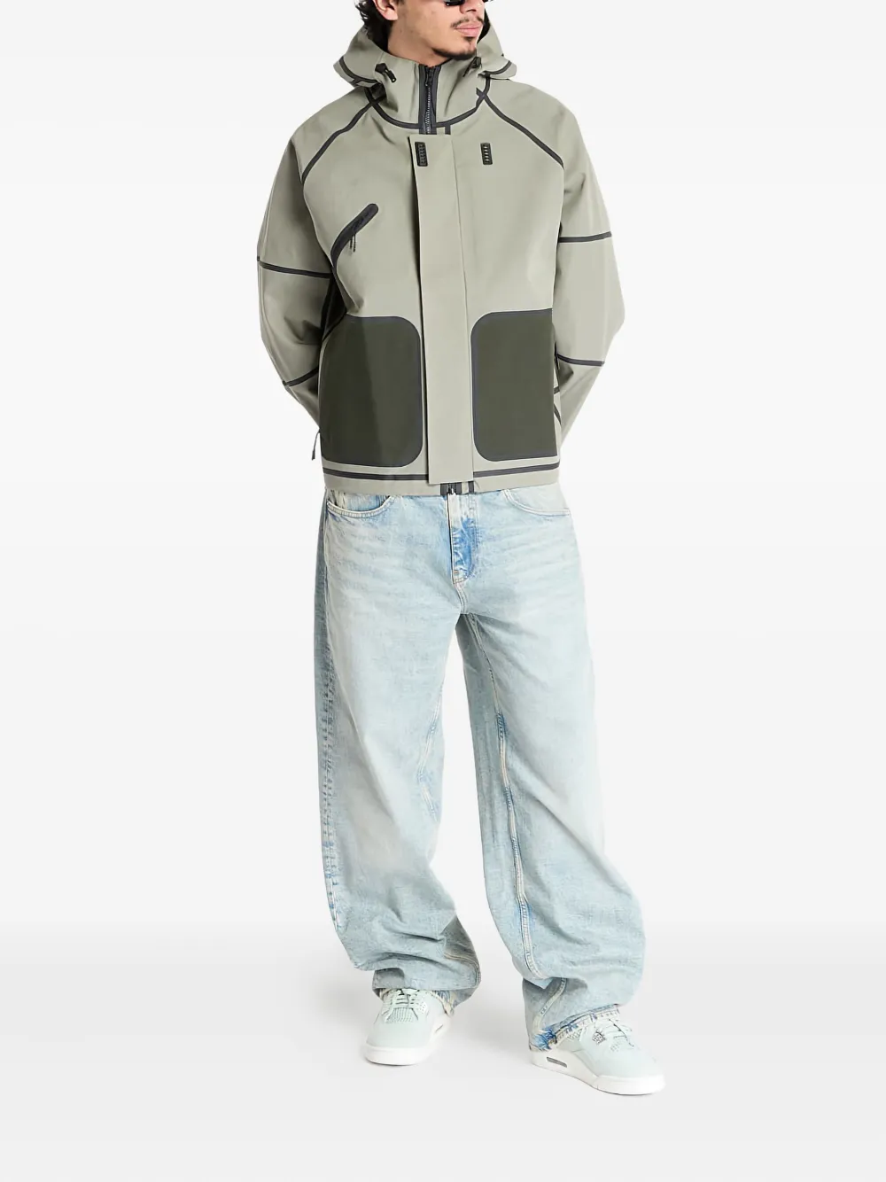 Nike hooded panelled jacket Beige