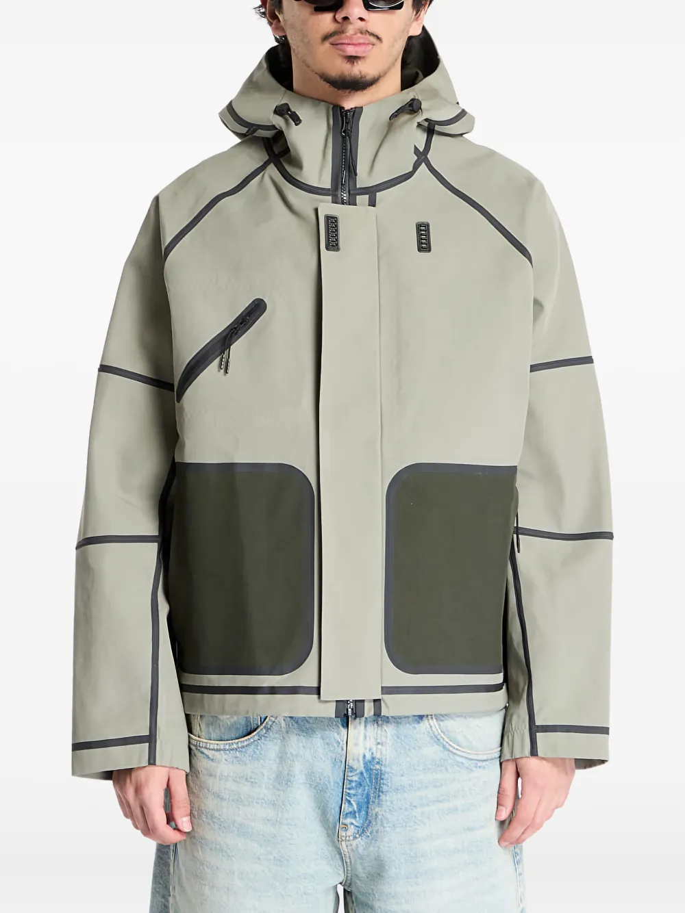 Nike hooded panelled jacket Beige