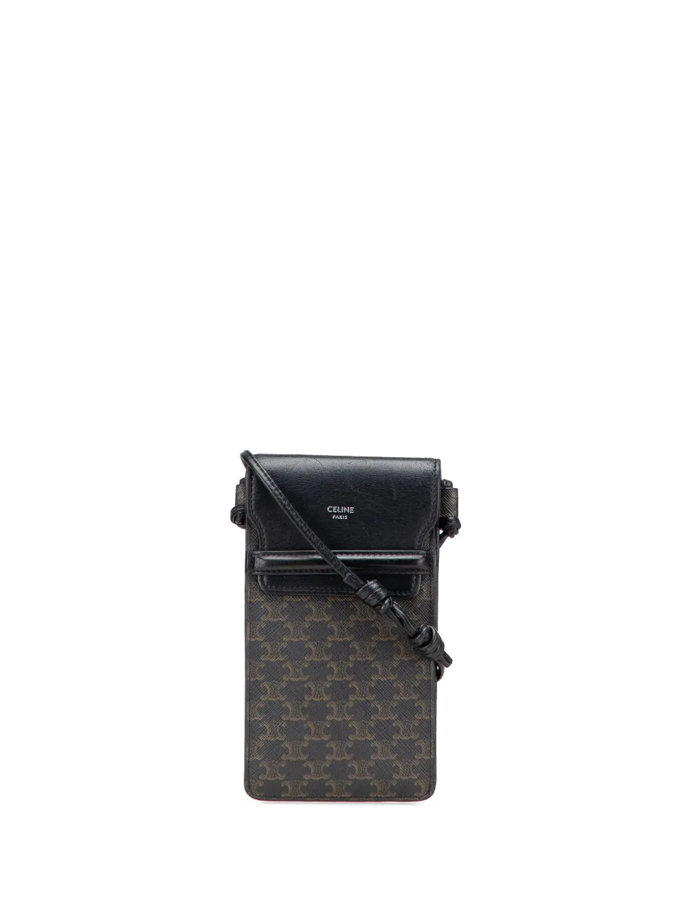 Pre-owned Celine 2021 Triomphe Coated Canvas Phone Pouch Flap Crossbody Bag