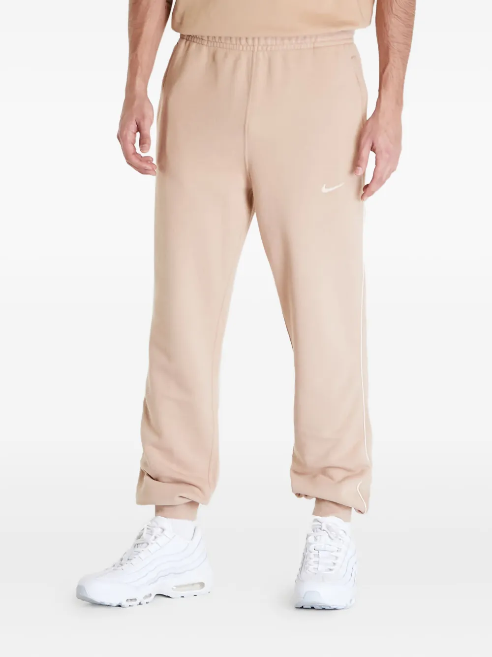 Nike side-stripe fleece trousers Beige