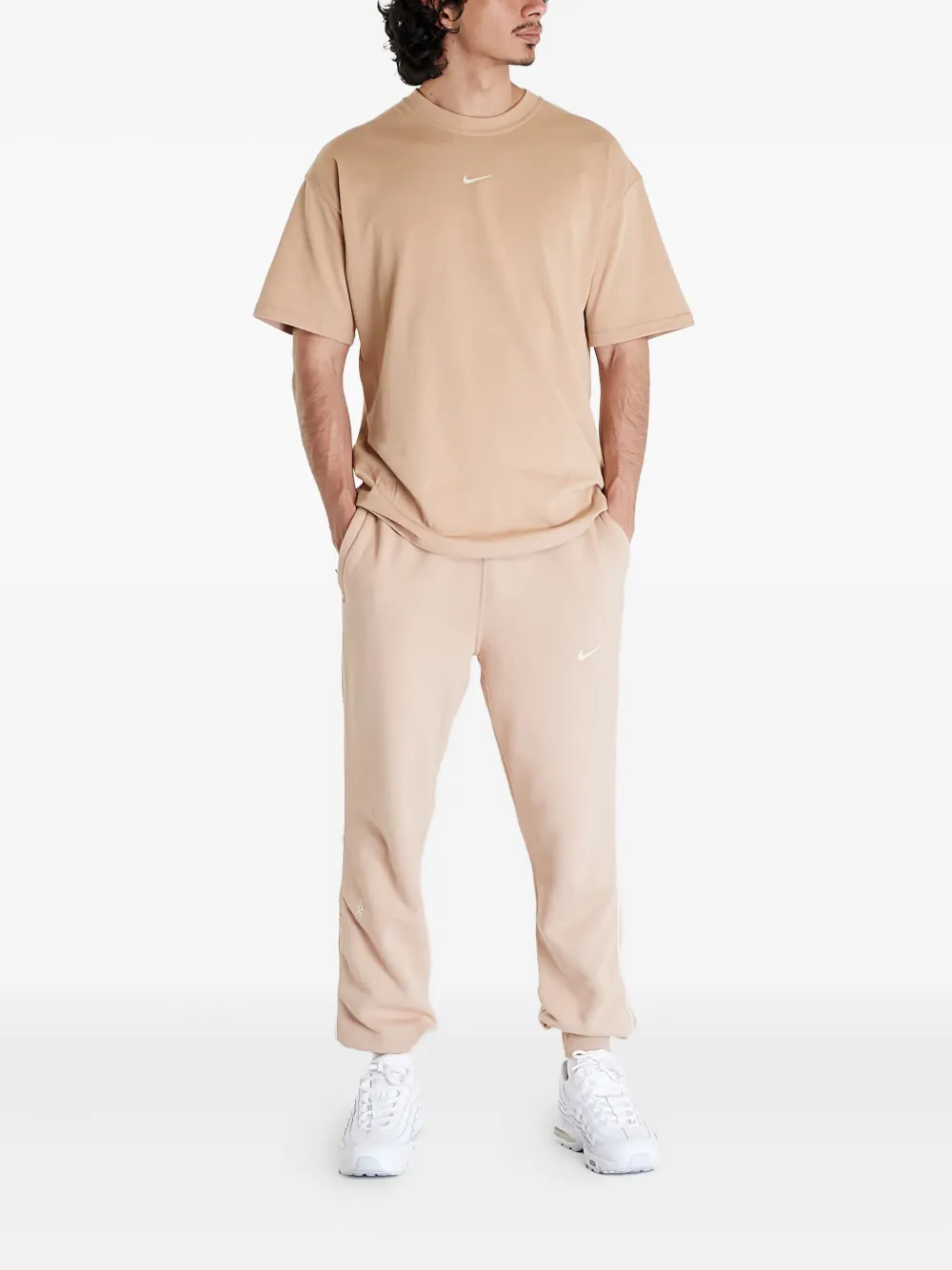 Nike side-stripe fleece trousers Beige