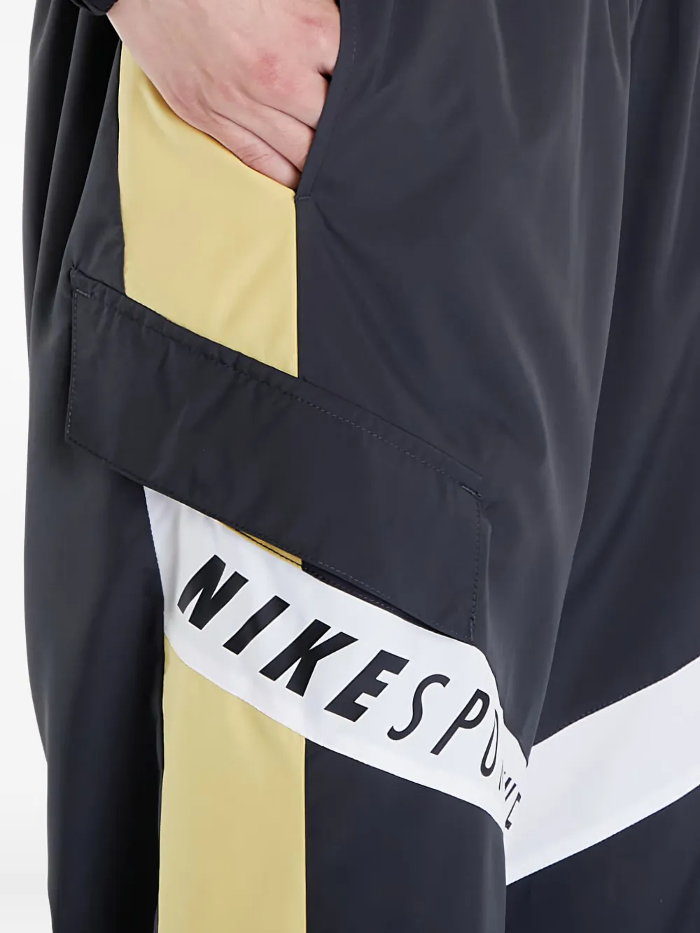 Nike panelled high-waisted trousers Blauw