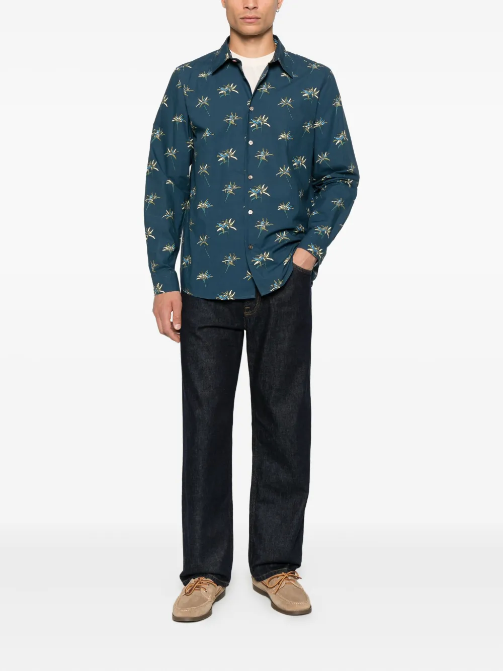 PS Paul Smith Overhemd met bloemenprint - Blauw