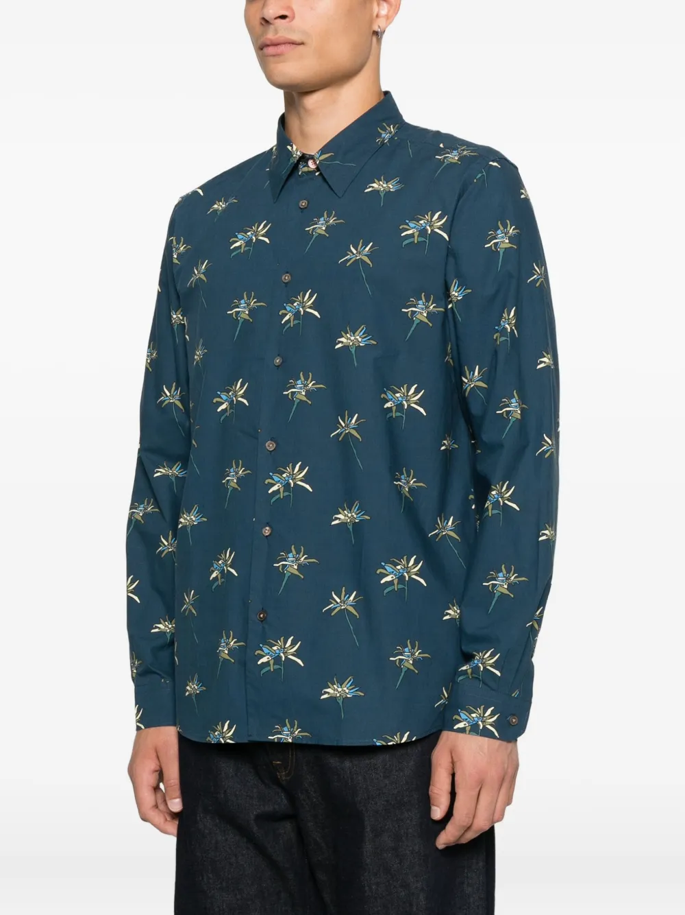 PS Paul Smith Overhemd met bloemenprint Blauw