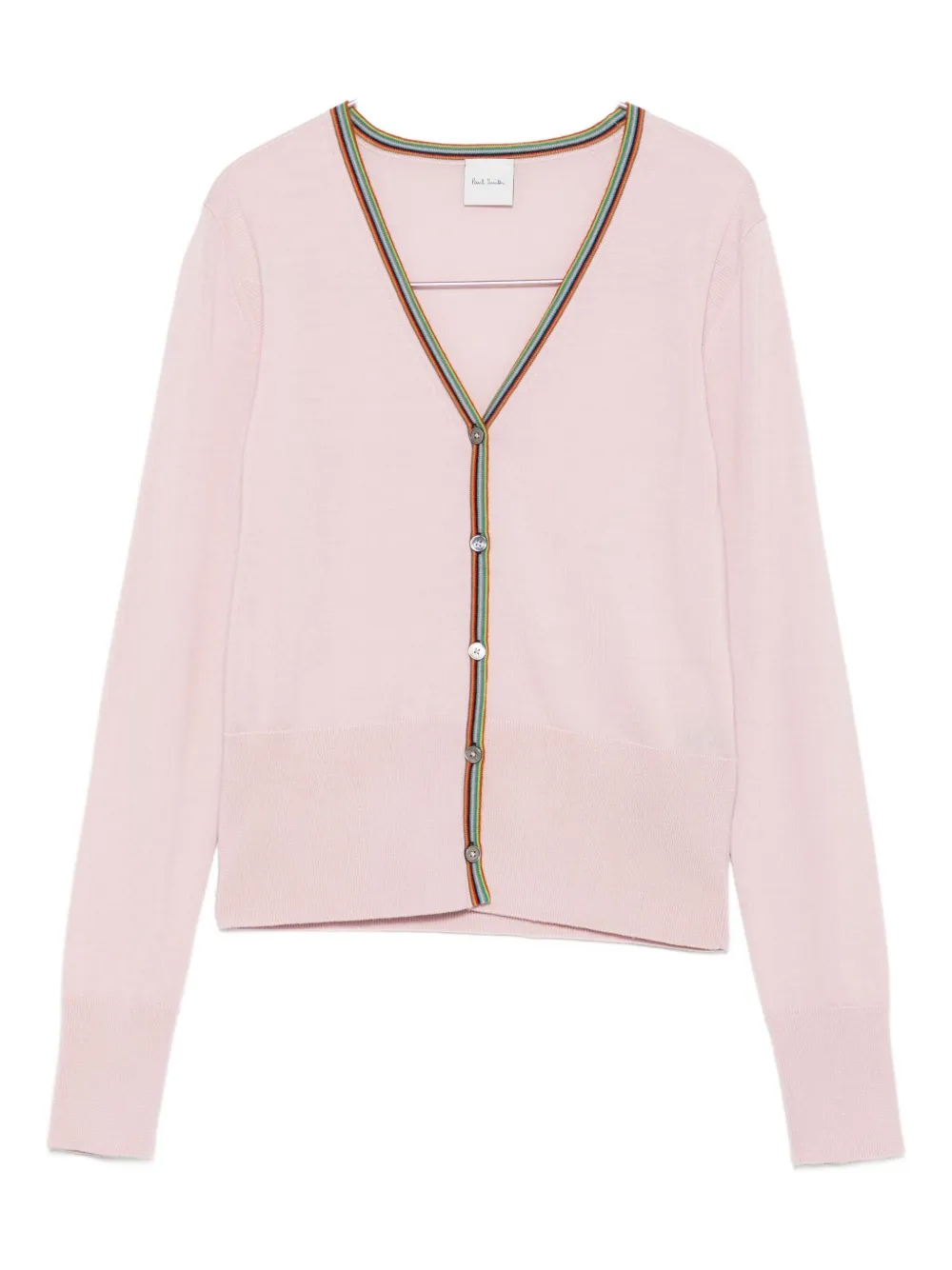Paul Smith Signature Stripe-trim Cardigan In Pink