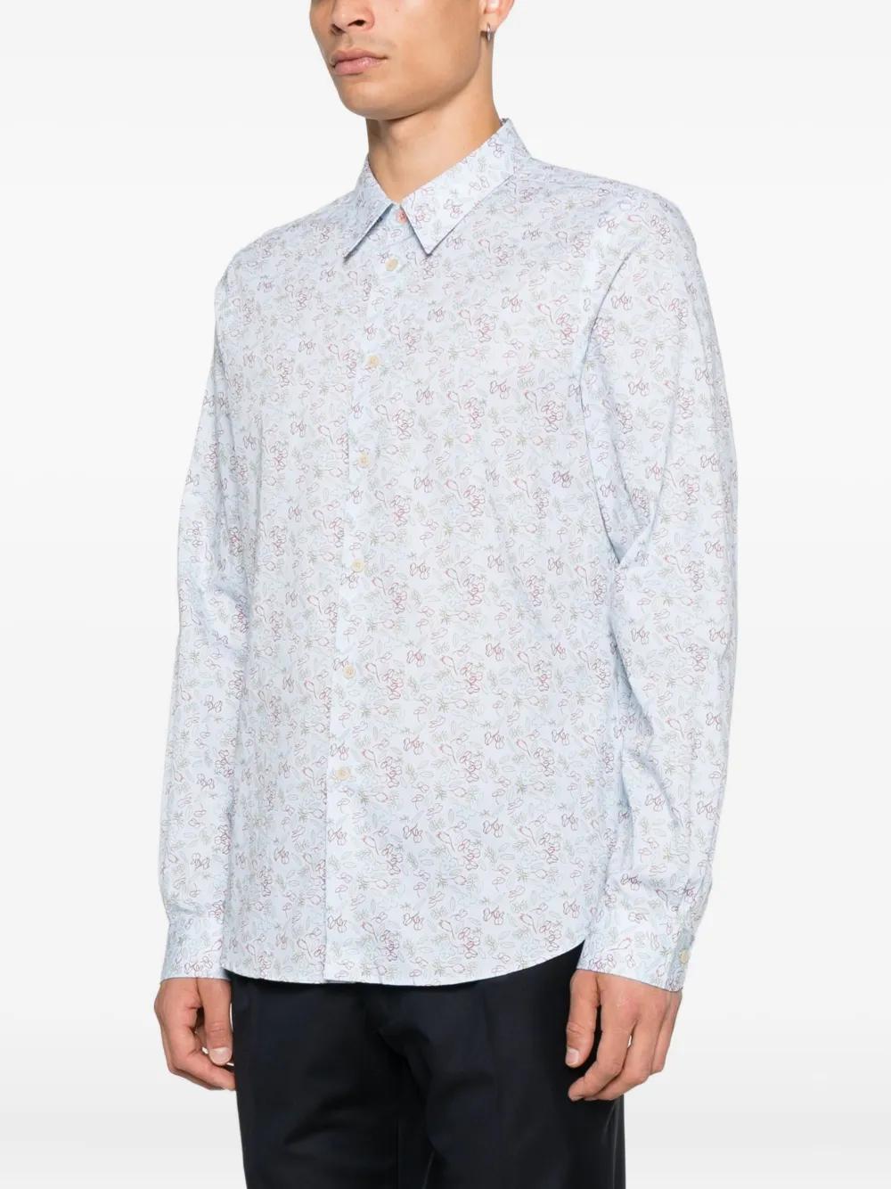 PS Paul Smith Overhemd met bloemenprint Blauw