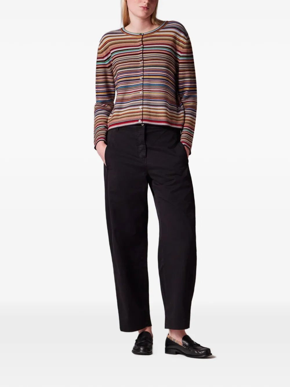 Paul Smith Signature Stripe' Knitted Cardigan in Orange, view 2