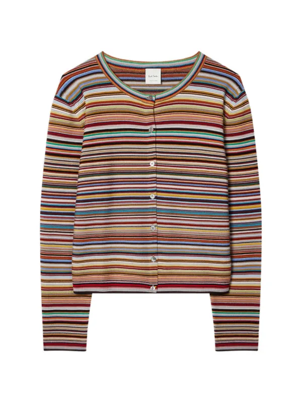 Paul Smith Signature Stripe' Knitted Cardigan in Orange