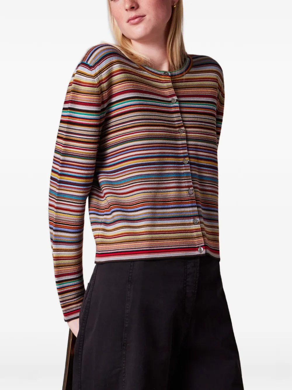 Paul Smith Signature Stripe' Knitted Cardigan in Orange, view 4